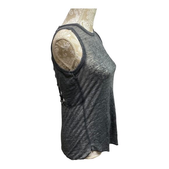 Chaser Charcoal Grey Knot Caged Back Muscle Tee Top Super Soft Size M Medium - Picture 2 of 9